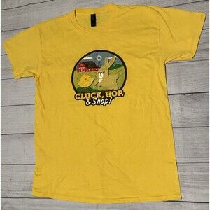 Rural King Graphic T Shirt Cluck Hop Shop Chick Wrangler Size Large Yellow